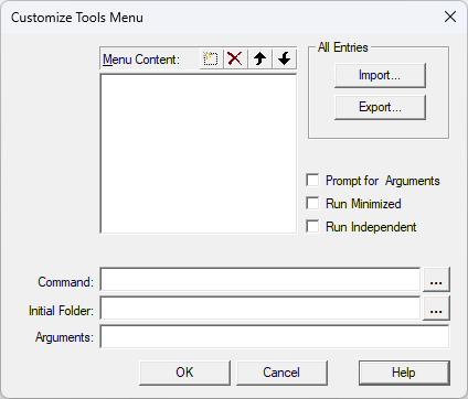 Customize Tools Menu